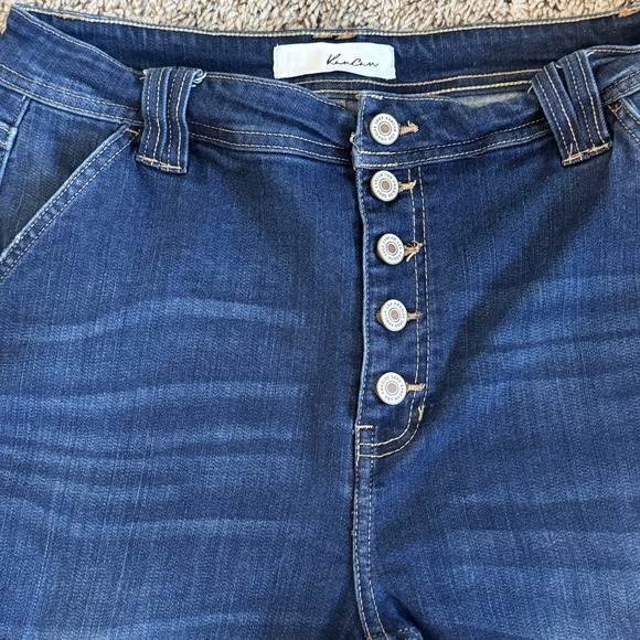 KANCAN Dark-Wash Mid-Rise Button-Fly Distressed Denim Jeans Women's 11/29 - Picture 2 of 14